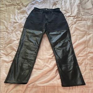 Black Denim and Leather Pants